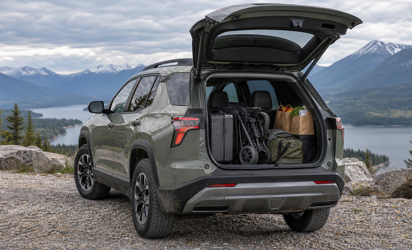 Chevrolet Equinox cargo area with the liftgate open