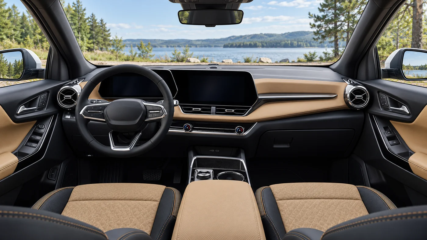 AI illustration of the gasoline Equinox ACTIV-style dashboard and front cabin