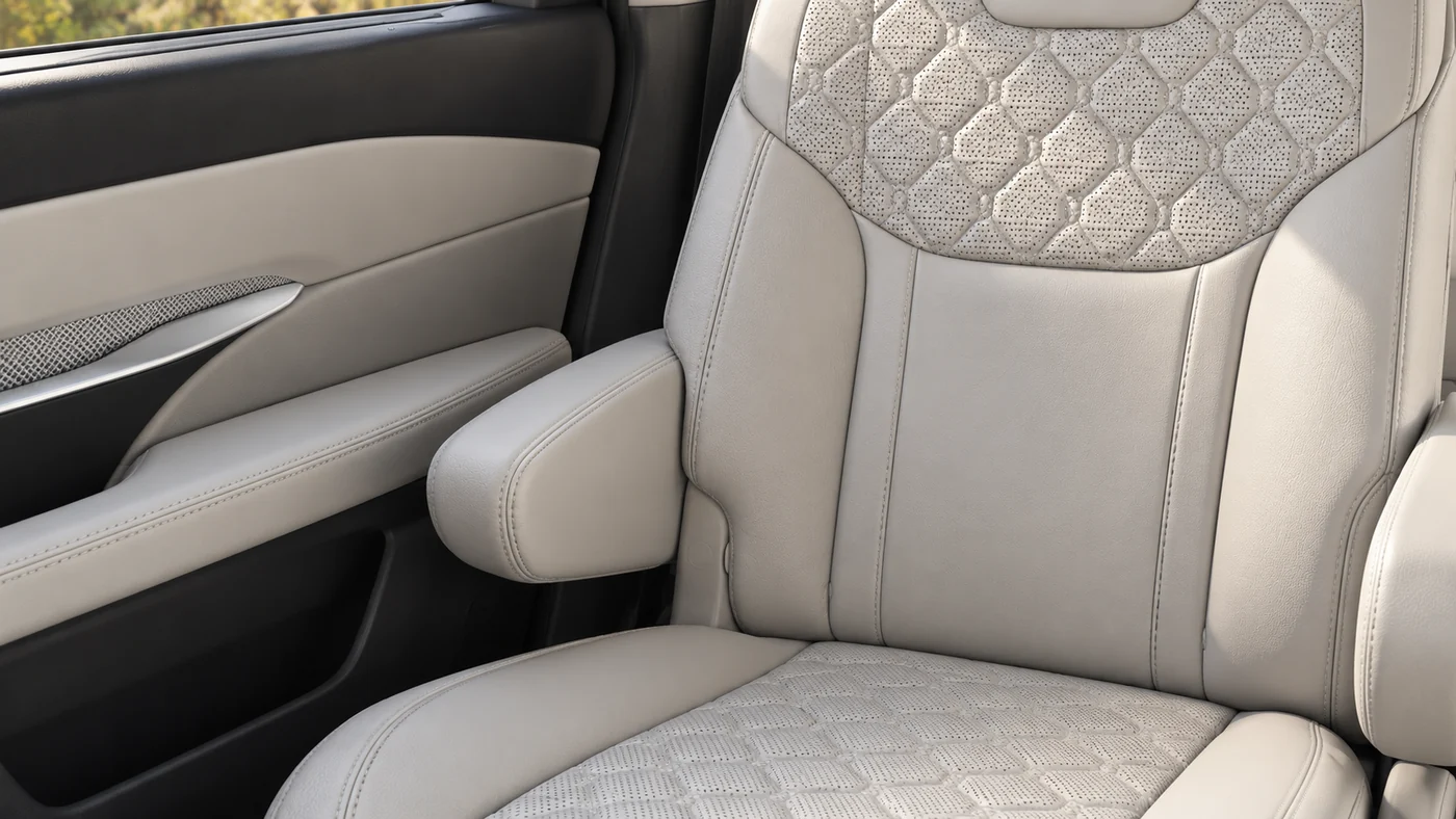 AI-generated detail of an Explorer second-row captain chair and its armrest