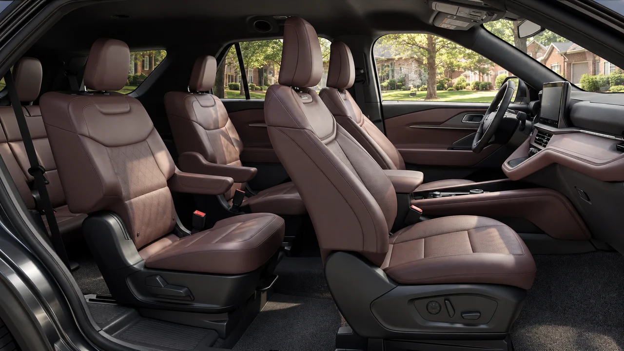 AI-generated illustration of the 2027 Explorer Platinum brown seats and cabin layout