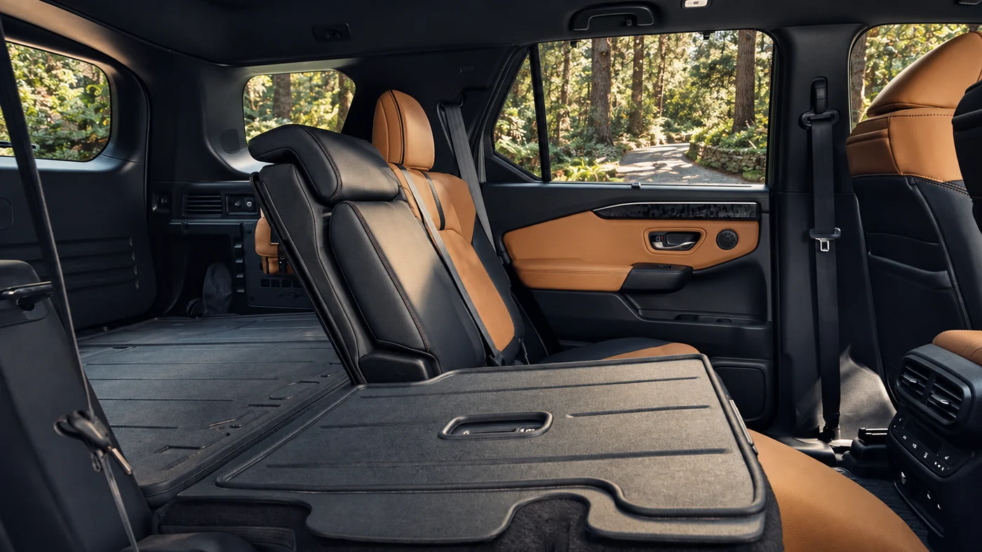 AI-generated illustration of the rear-seat area of a 2026 Passport TrailSport Elite