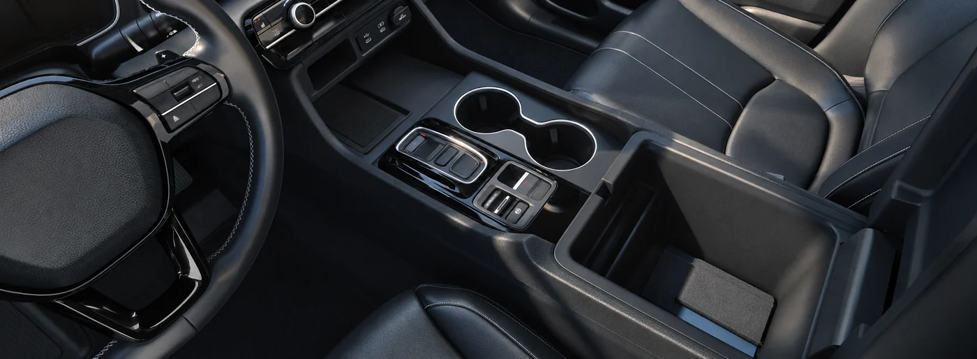 AI-generated illustration of a Honda Pilot center console and front-seat area