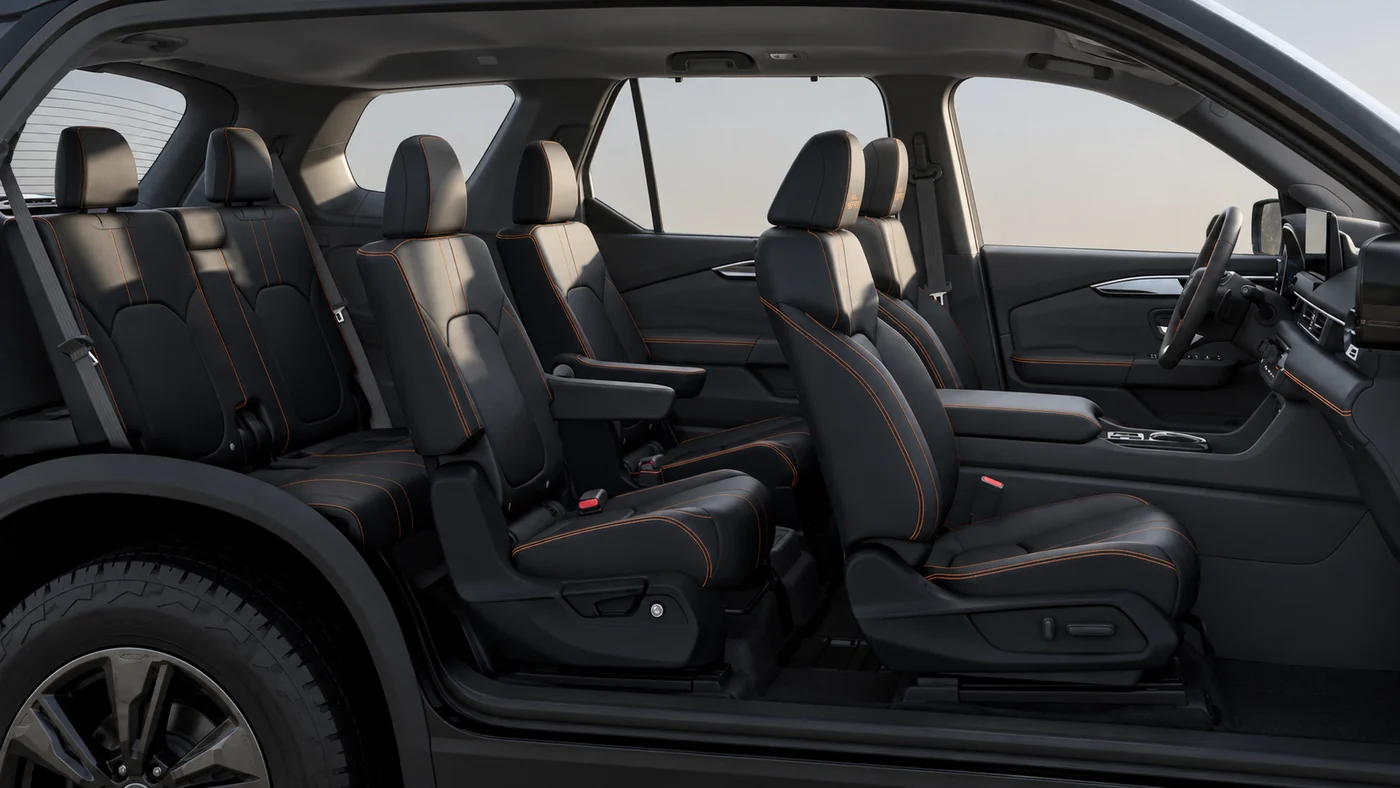 AI-generated illustration of a Honda Pilot three-row cabin