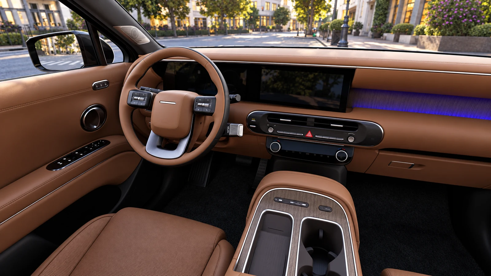 Brown dashboard and console in a 2026 Hyundai Palisade Calligraphy cabin