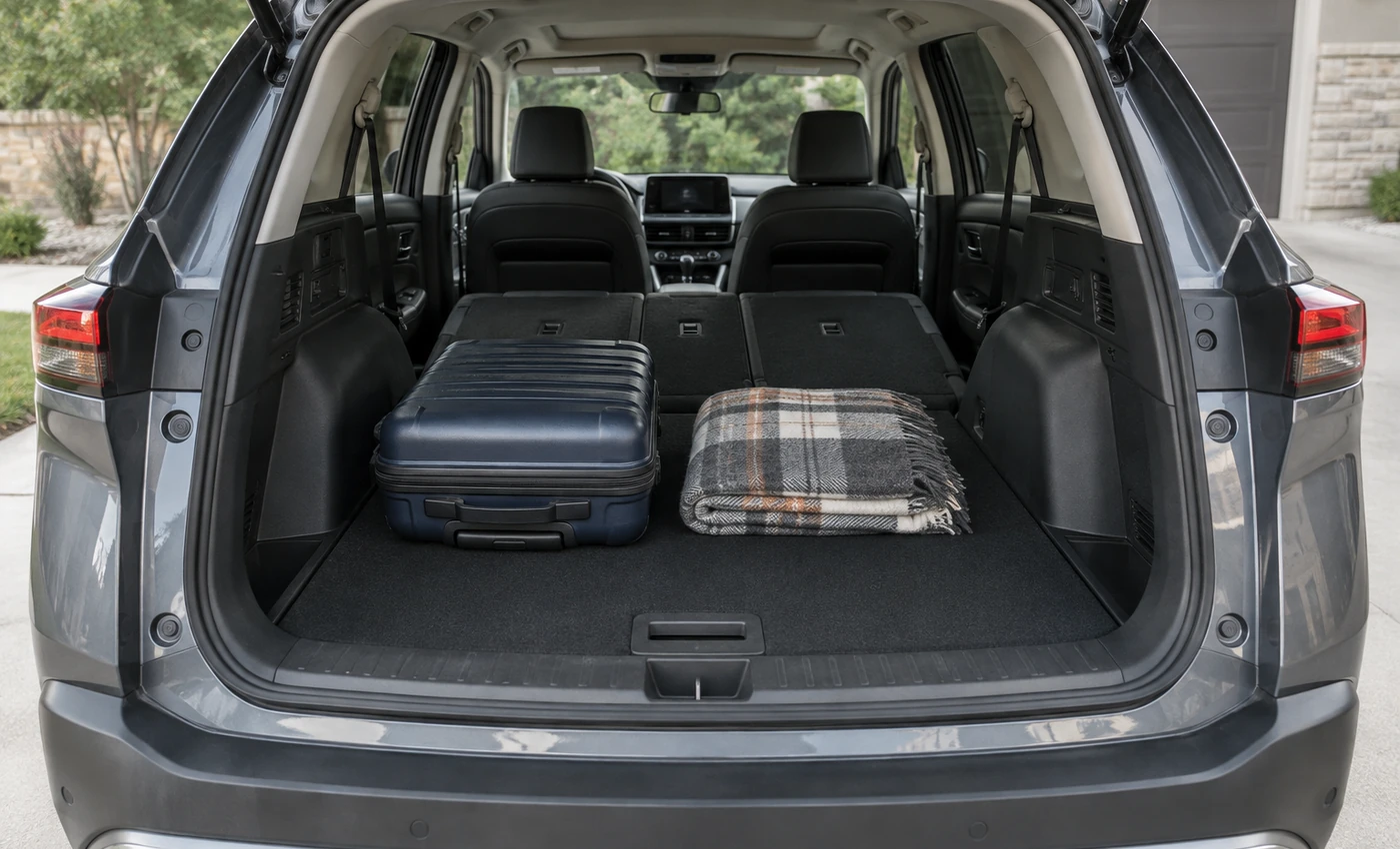 Nissan Rogue-style cargo area with the rear seats folded