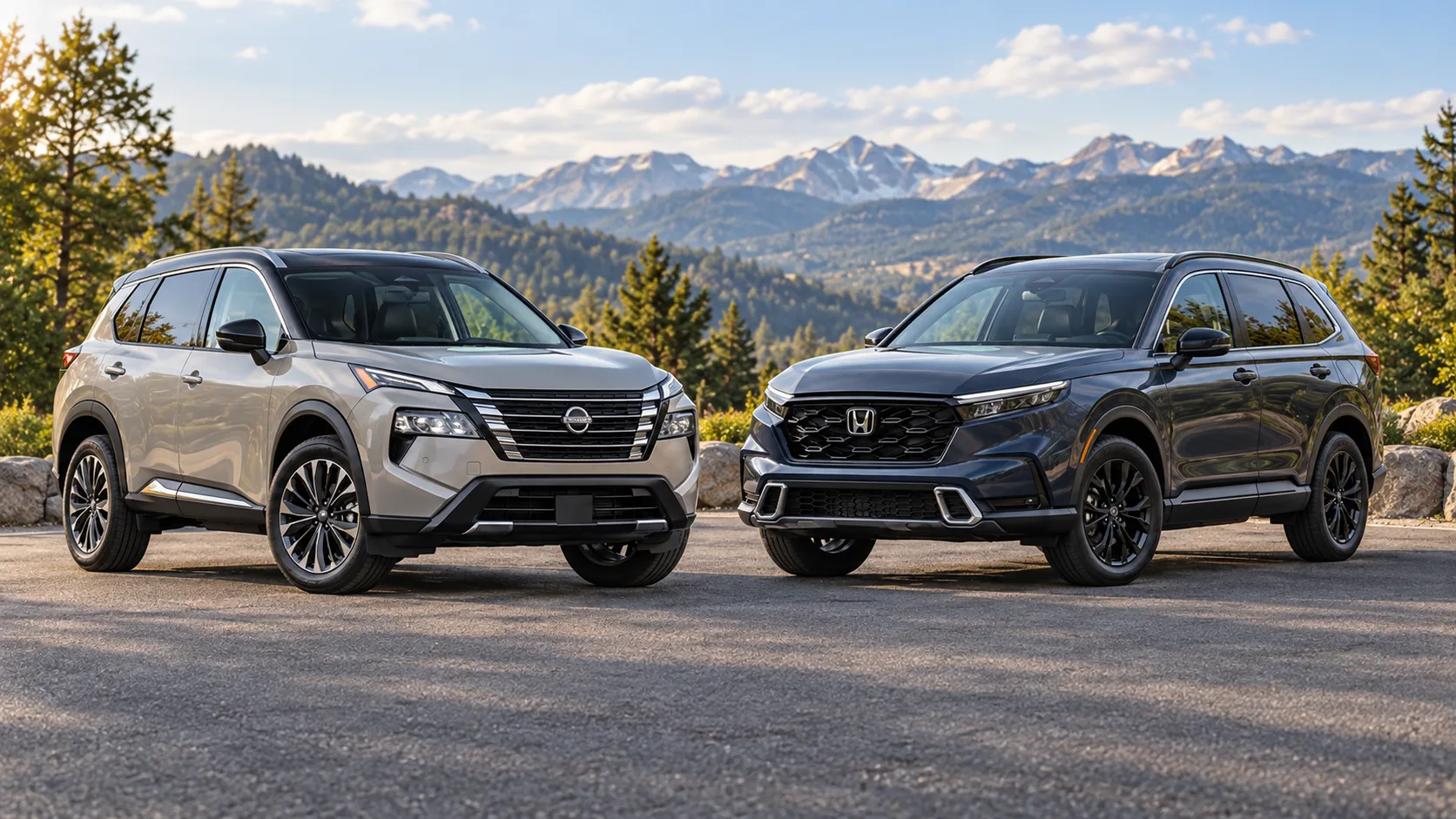 2026 Nissan Rogue and Honda CR-V side by side