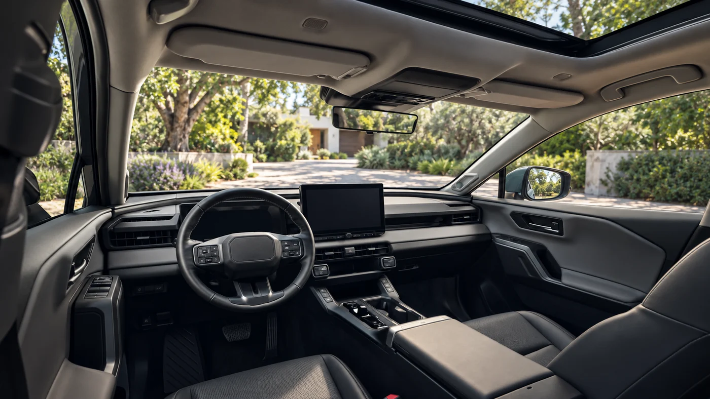 AI-generated reference-guided illustration of a 2026 RAV4-style front cabin